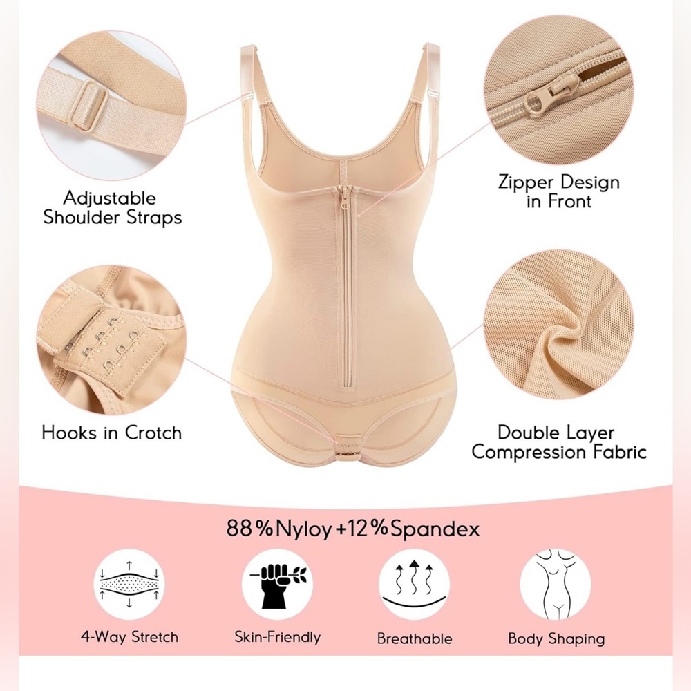 MERYOSZ Women’s Shapewear Tummy Control Open Bust Mesh Bodysuit - Picture 2 of 9